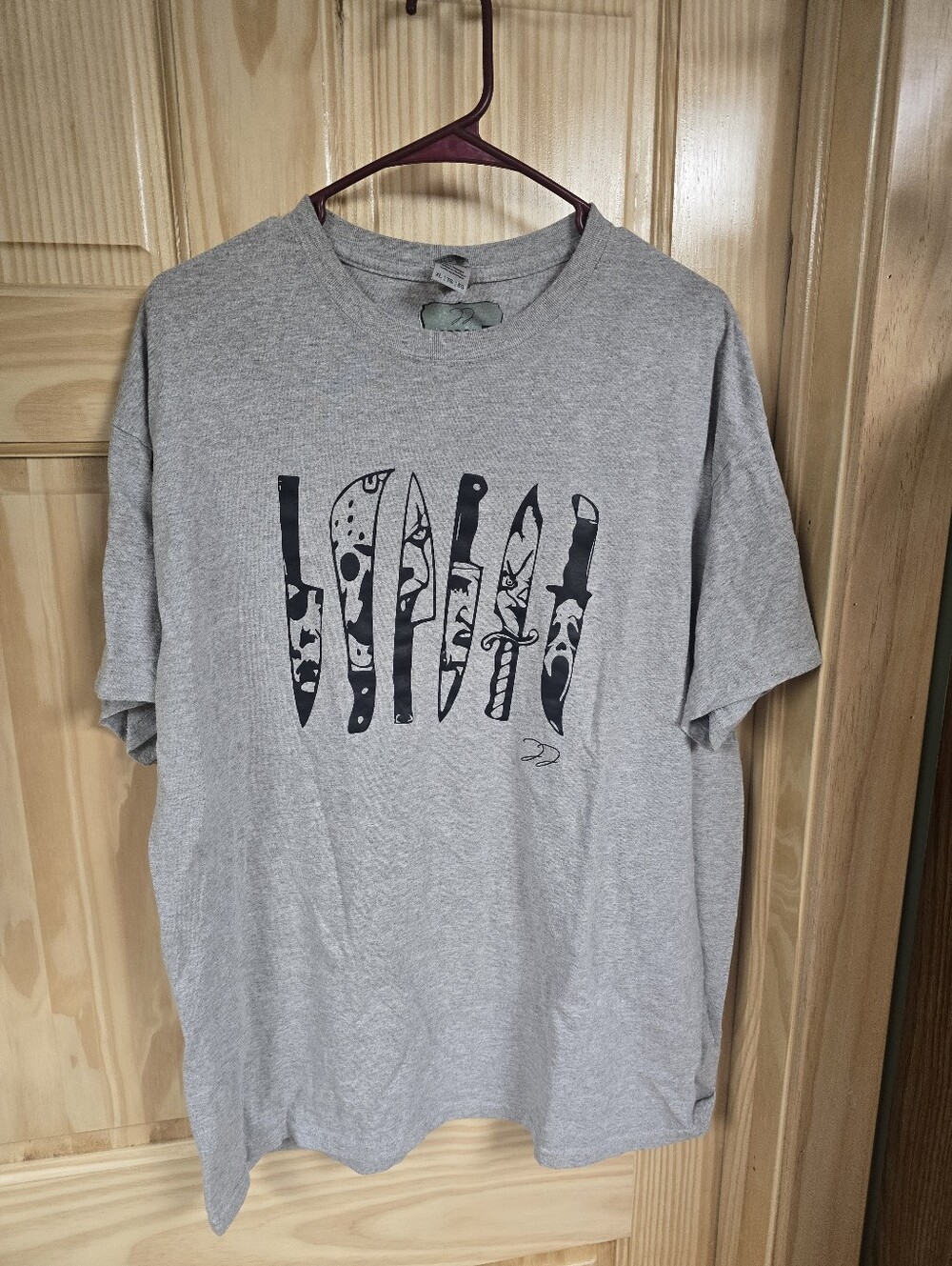 Men's Gray Graphic Knife Print T-Shirt